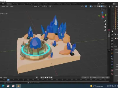 island with crystals 3D model