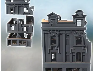 Ruined baroque-style building with a ground-floor shop 13 - Mode 3D print model