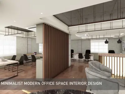 Minimalist modern office space Interior Design 3D model