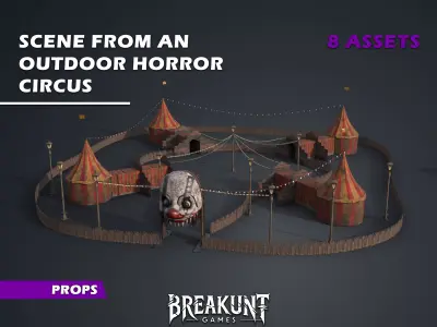 Scene from an outdoor horror circus - 3d models pack - 8 assets 3D model