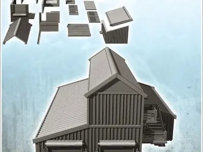 Large modern warehouse with exterior stairs and multiple access  3D print model