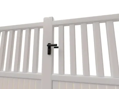 White gate for house Low-poly 3D model
