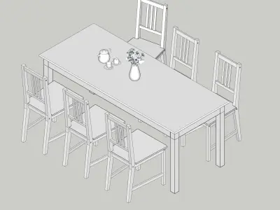 Dining set IKEA PINNTORP STEFAN 3D model