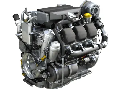  Diesel Turbo Engine with Interior Parts 
