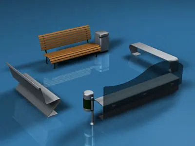 Park benches collection 3D model