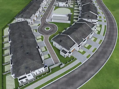 Neighborhood Houses Collection - 4 Pack Low-poly 3D model