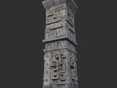 Low poly Mayan Inca Aztec Column Modular Pack 210616 Low-poly 3D model