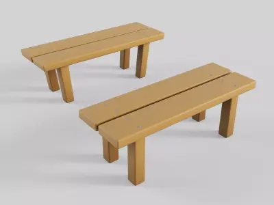 Cartoon Bench 1 Low-poly 3D model