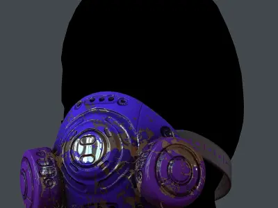 Gas mask helmet 3d model scifi Low-poly Low-poly  Low-poly 3D model