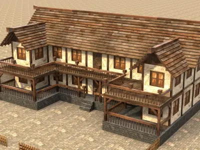 old house medieval low poly 3d Low-poly 3D model