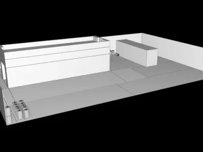 Low Poly Buildings warehouse Free low-poly 3D model