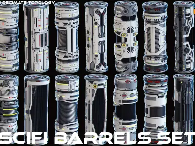 SciFi Barrels set 3D model purchase