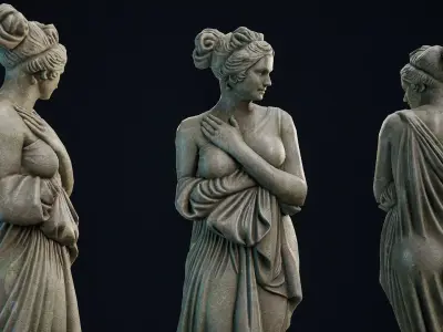 Garden Statue 2 PBR Low-poly 3D model