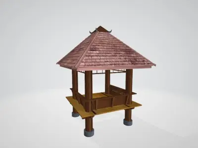 3D Gazebo 4 Poles 3D model