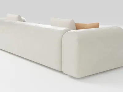 Suede sofa in a modern style in light colors 3D model