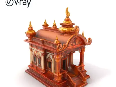 Architectural Temple Copper Accents Model Pack Low-poly 3D model