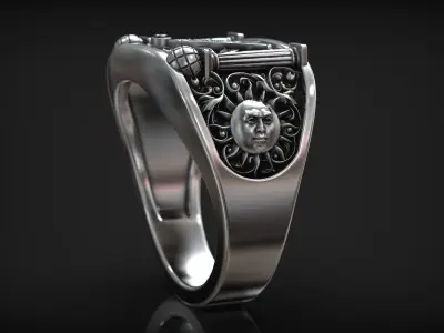 Masonic Temple Freemasonry Astrology Moon and Sun Signet 3D print model