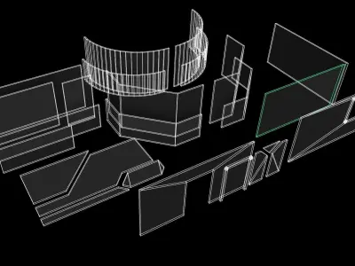 sci fi walls - architectural modular kit  3D Model Pack