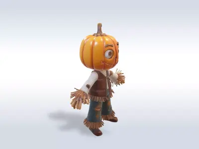 Adorable Scarecrow Halloween Character 3D model