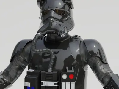 Star Wars- First Order Tie PIlot Game Ready Rigged Low-poly 3D model