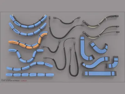 Hard Surface Kitbash Library - Canisters / Bolts / Knobs/Cables/Hoses/Tubes 
