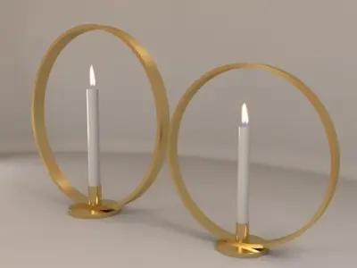 The Candles two candle holders in circular shape Low-poly 3D model