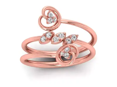 Solitaire Wedding Engagement Women Light Weight Bypass Rings 3D print model order
