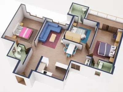 3D Floor Plan Model 44 3D model