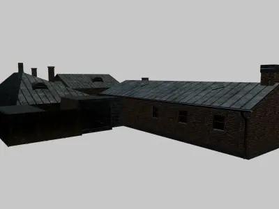 Abandoned Brick Buildings Low-poly 3D model