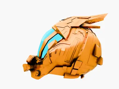 Golden Space Helmet SciFi 3D Model Low-poly 3D model