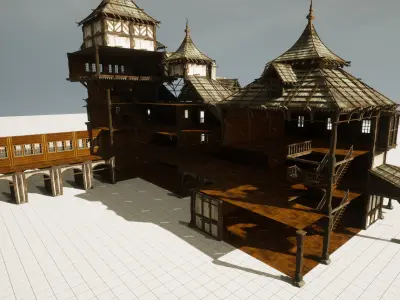 Medieval Modular House Low-poly 3D model