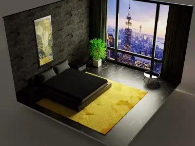 cozy modern bedroom 3D model