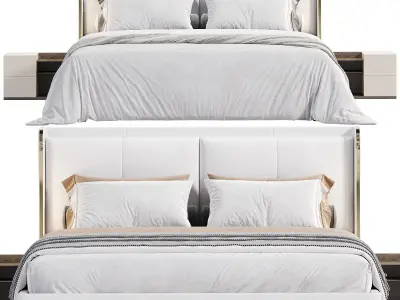 White Wingback King Bed 3D model