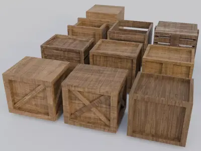 Props Wooden Crate - Kit 005 Low-poly 3D model