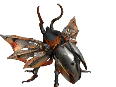 Steampunk Mechanical Beetle Robot Creature Low-poly 3D model