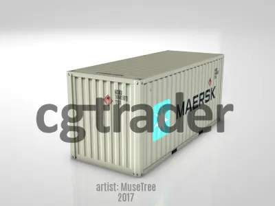 Shipping Container Low Poly 20ft Low-poly 3D model