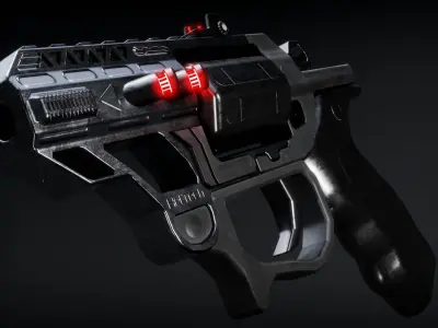 Sci-fi Revolver Low-poly 3D model