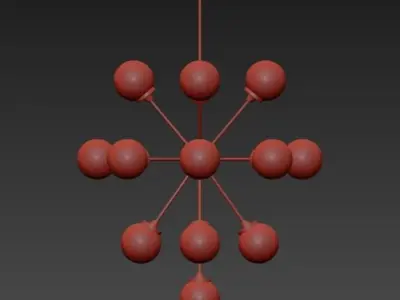 Large Italian Brass Sputnik Chandelier 3D model