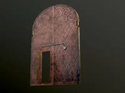 Big Medieval Gate of the Fortress  Low-poly 3D model