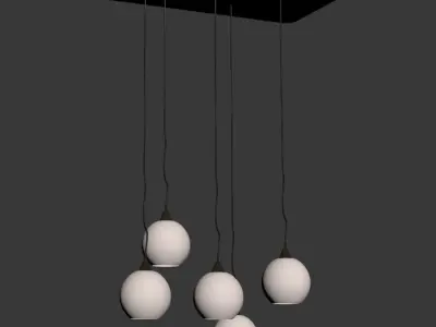 Firefly 5 Bulb Brass Pendant Light 3D model