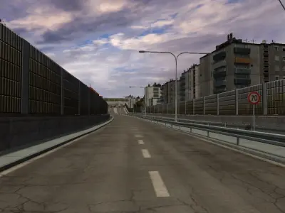 City highway Low-poly 3D model