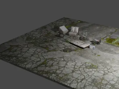 Scene Abandoned Low-poly 3D model