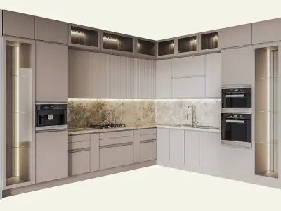 Kitchen004 kitchen with cabinets and wood floors Low-poly 3D model