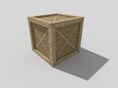 low poly wooden box Low-poly 3D model