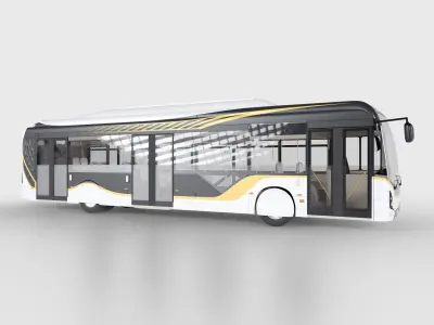 Electrical City Bus with Interior 3D model