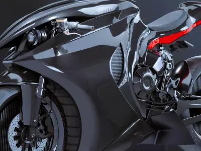 Futuristic Concept Motorcycle Black 3D model