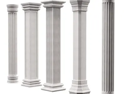 Marble Quintet Columns with Classic Design 2 3D model