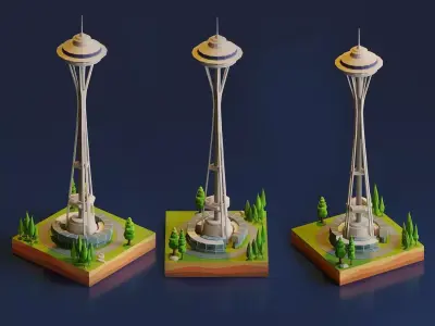 Space Needle Low-poly 3D model