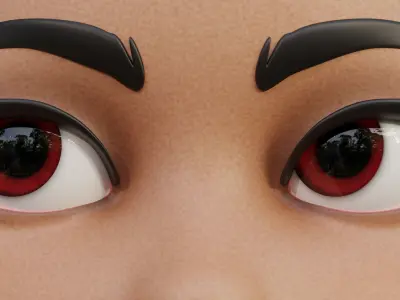 Red Disney-Style Cartoon Eyes Low-poly 3D model