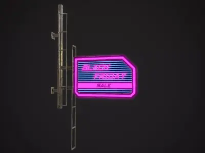 BlackFriday Neon signs Cyberpunk  PBR Game Ready model Low-poly 3D model